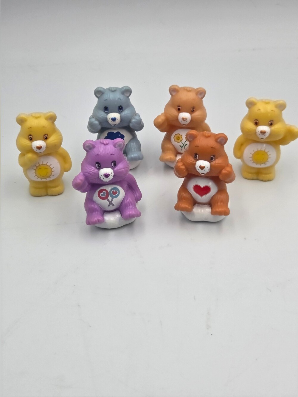 Lot of 6 Vintage Care Bear Bears Figurines Figures Set Sitting on Clouds